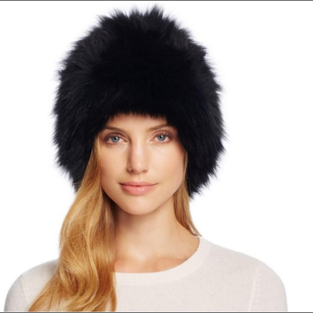 Black Tall Fox Fur Hat